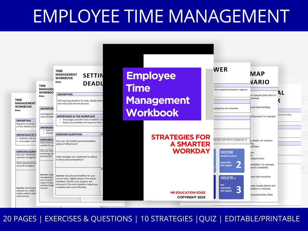 Employee Time Management Workbook: HR Training Tool (digital Download ...