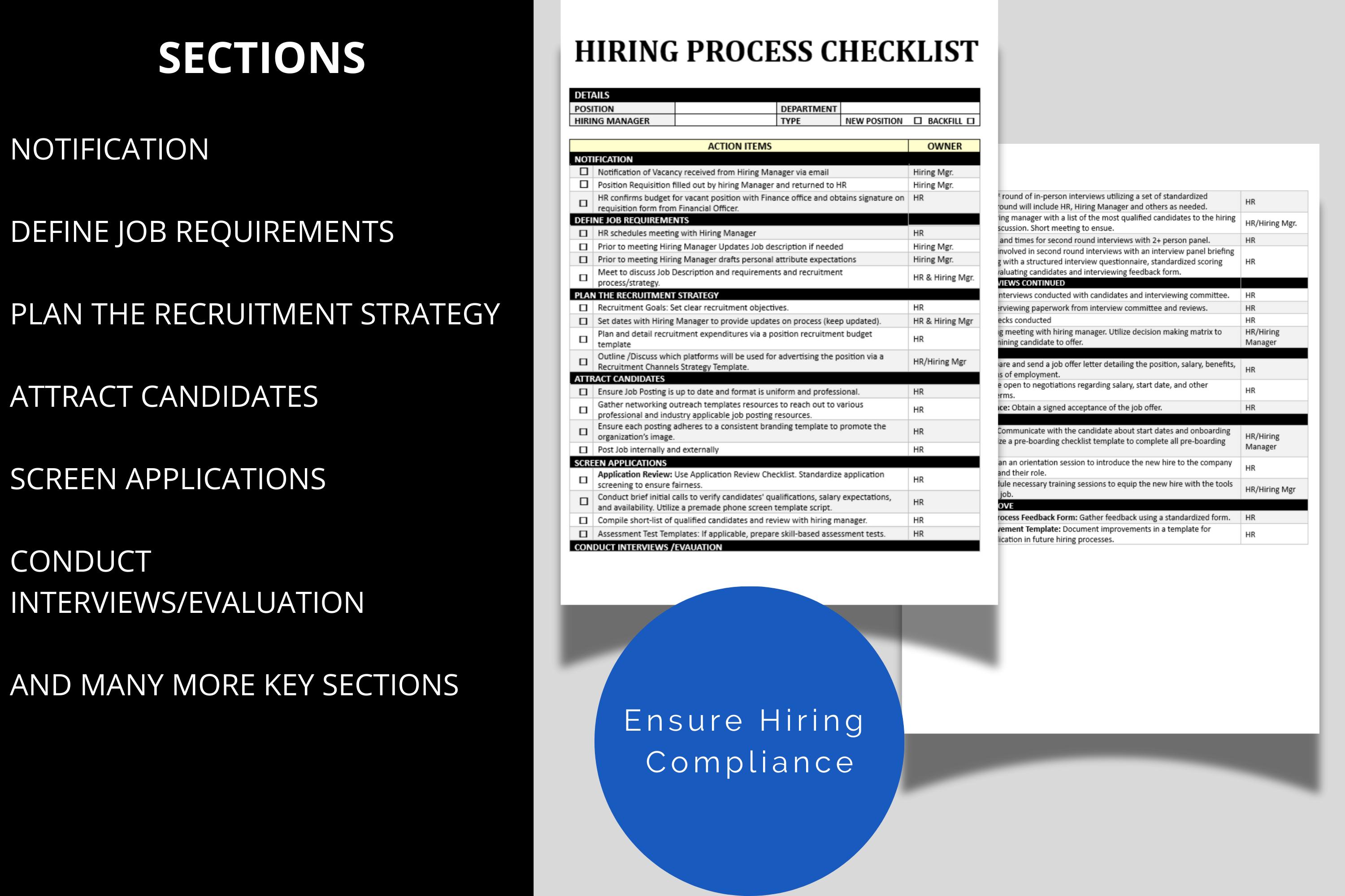 Hiring Process Checklist: HR Recruitment & Onboarding Template (digital ...