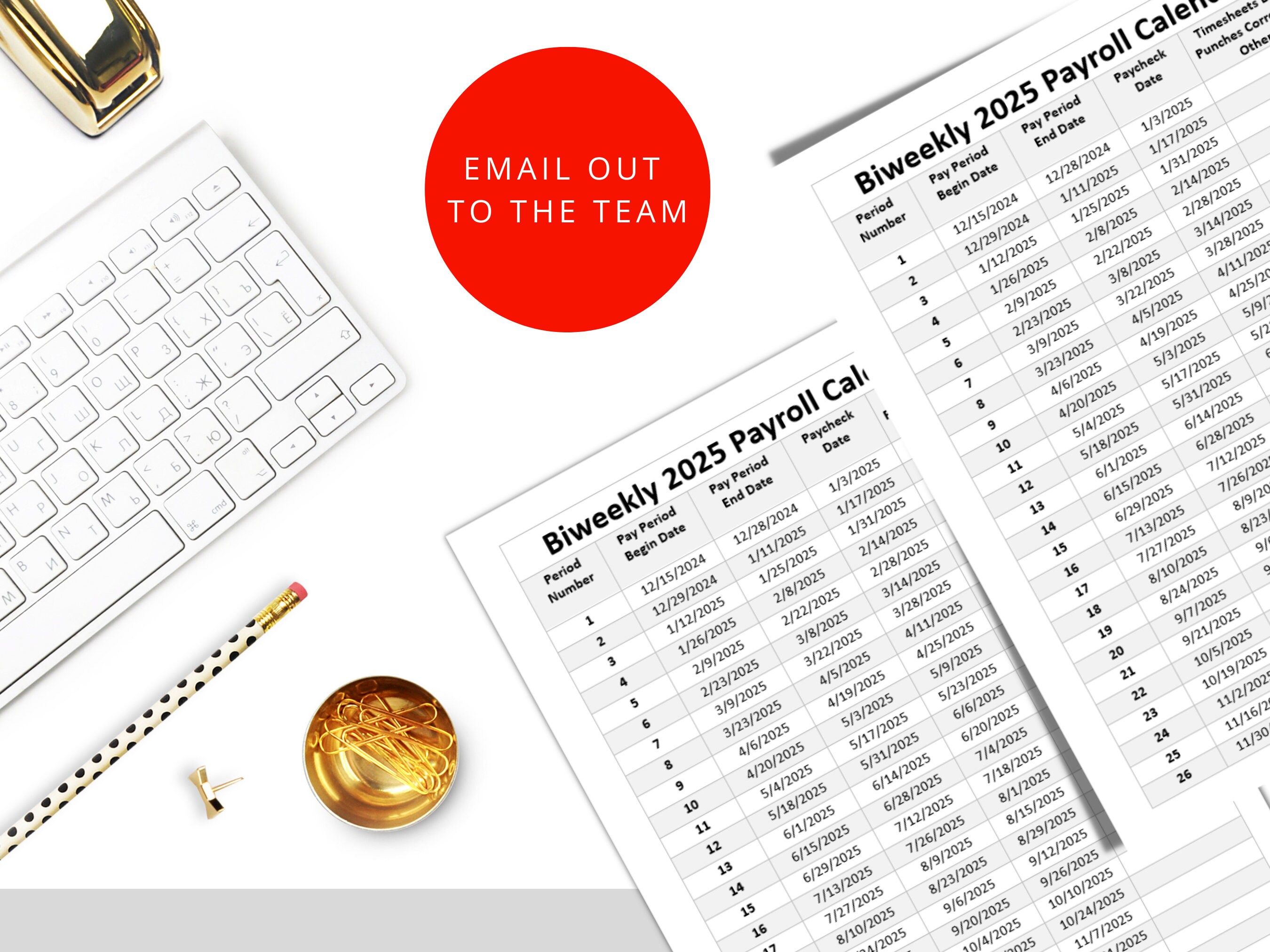 Biweekly Payroll Calendar 2025 MS Editable Word Pay Period Start & End