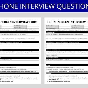 Phone Interview Questions Template: HR Interviewer Script (MS Word)