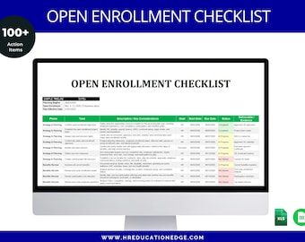 Open Enrollment Checklist: HR Employee Benefits Enrollment Process Template (Excel, Google Sheets)