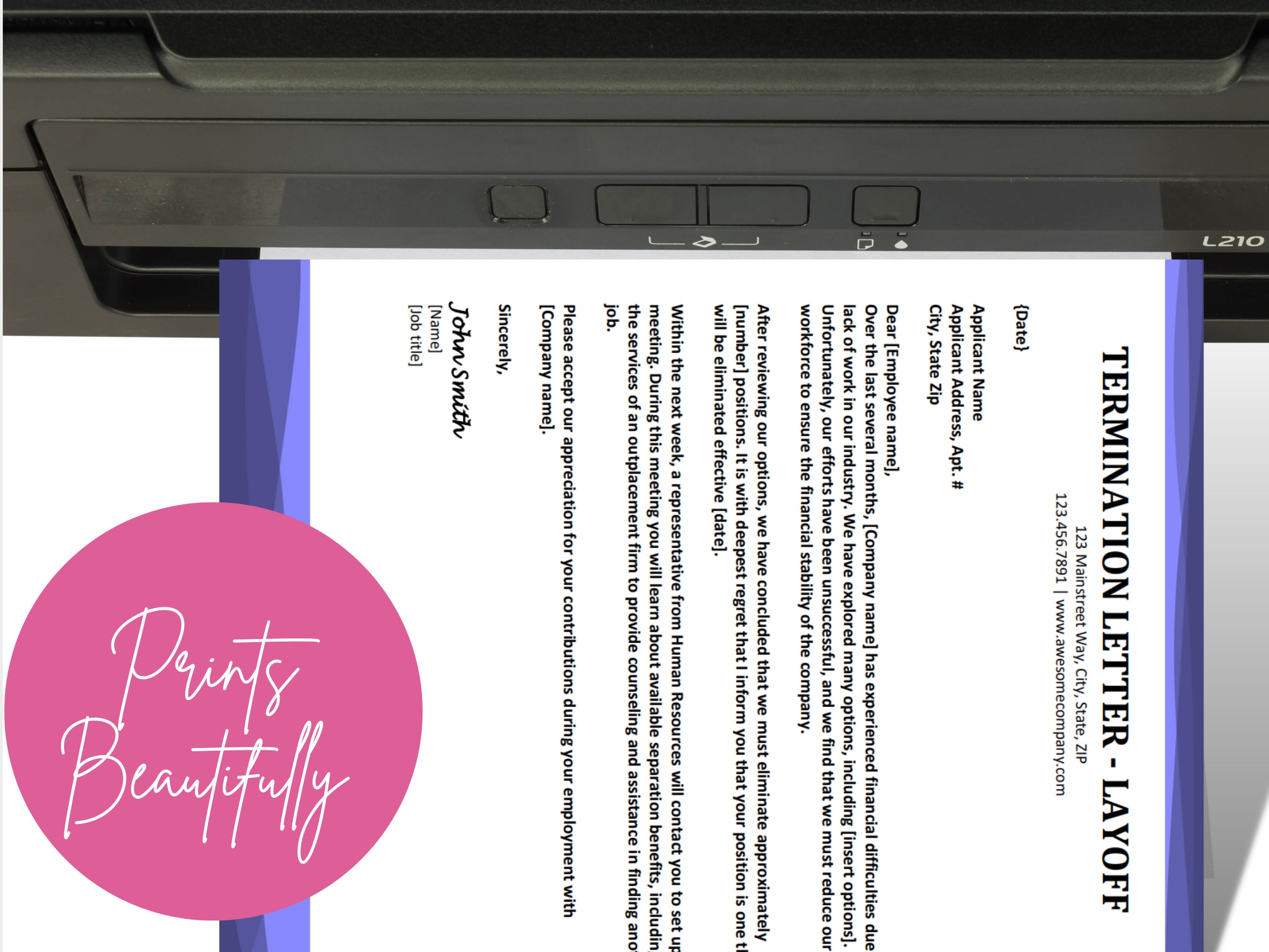Layoff Termination Letter Template: Editable HR Form (digital Download ...