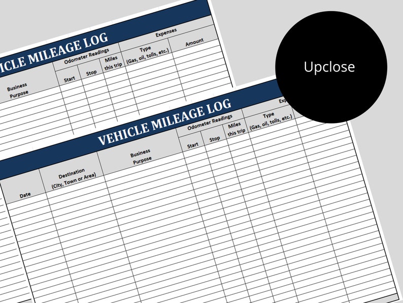 Vehicle Mileage Log: Editable Excel HR Template (digital Download) - Etsy