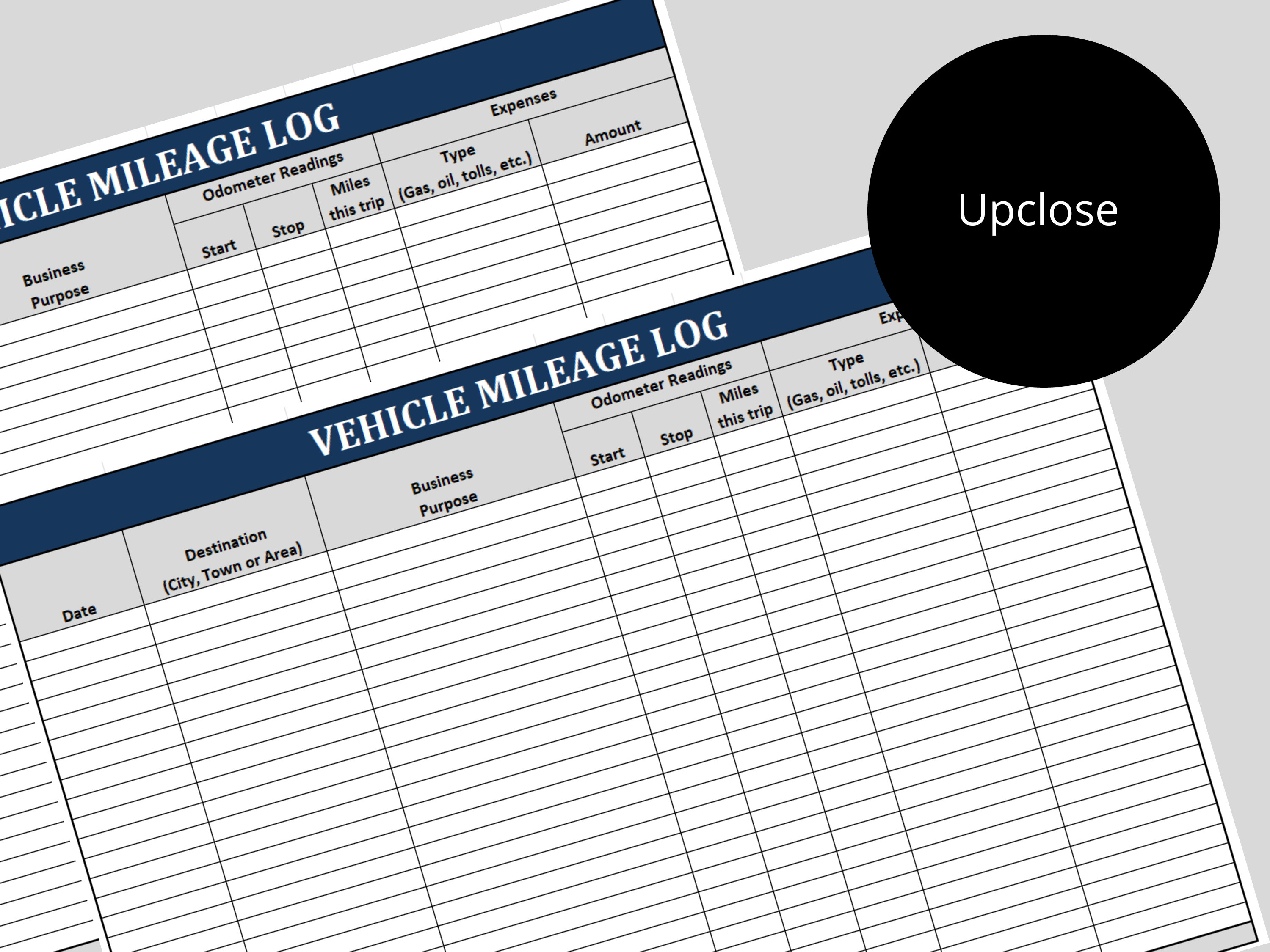 Vehicle Mileage Log Editable Excel Worksheet Employee Policy Travel ...