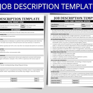Job Description Template: Editable MS Word | Employee Onboarding | HR Forms & Templates