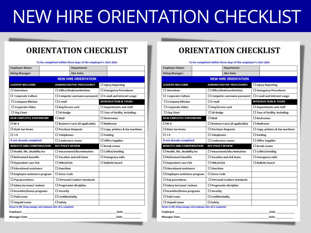 New Hire Orientation Checklist - HR Checklist | Talent Acquisition ...