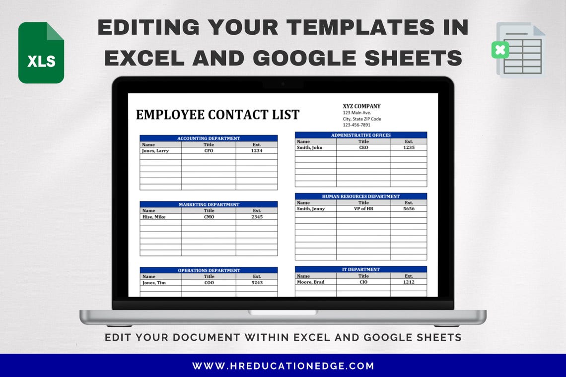 Employee Contact List Template: Staff Phone Directory (digital Download ...