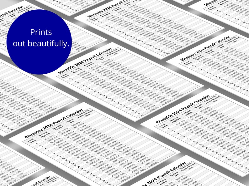 Biweekly Payroll Calendar 2024 MS Editable Word Pay Period Start & End