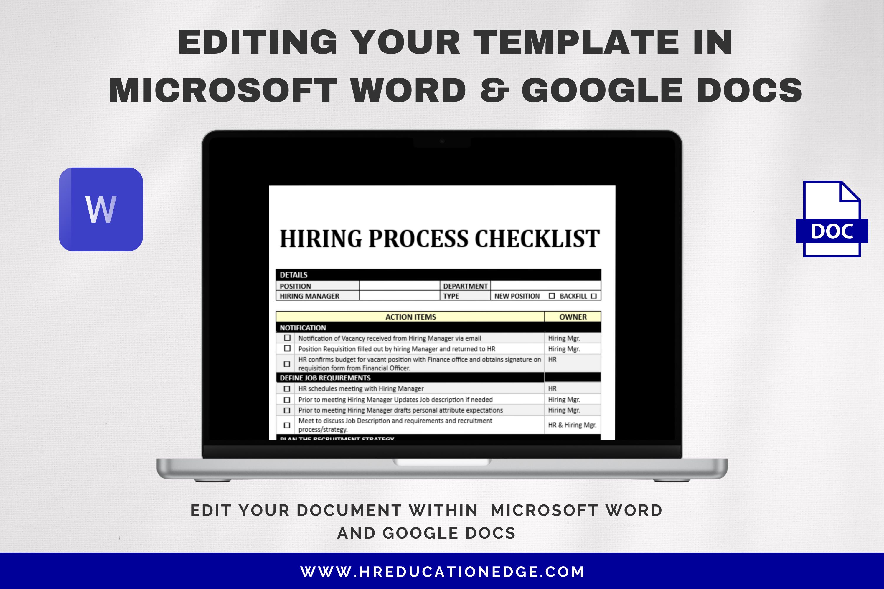 Hiring Process Checklist: HR Recruitment & Onboarding Template (digital ...