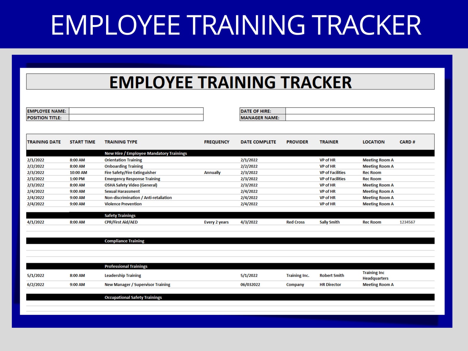 Streamlined Employee Training Tracker Template for New Hires Current