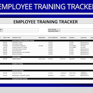 Employee Training Tracker Editable Excel Human Resources New Hire