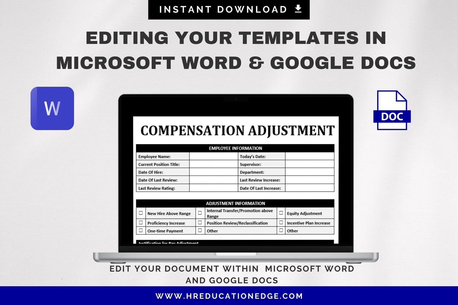 Compensation Adjustment Form: Salary Change Request (digital Download ...