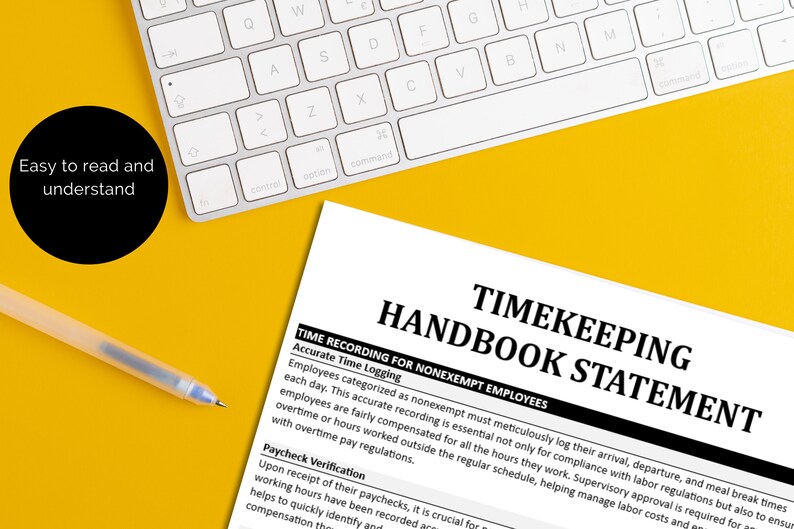 Timekeeping Policy Employee Handbook HR Compliance Employment Law