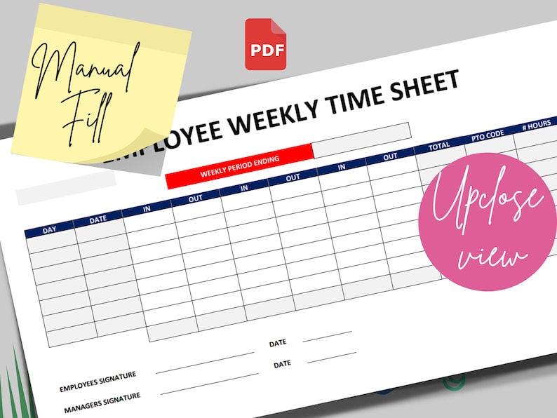 HR Timecard Editable Printable Excel Timesheet & Punch Log Etsy