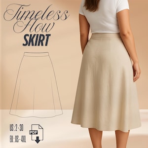 Cottagecore A-Line Skirt Sewing Pattern PDF: Beginner Friendly, XS-4XL (Digital Download)