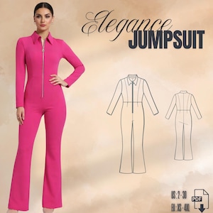 Jumpsuit Sewing Pattern PDF | Tailored Modern One-Piece, Fitted Waist, Beginner Friendly