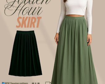Cottagecore Maxi Skirt Sewing Pattern PDF | High Waist Vintage Style, Beginner Friendly