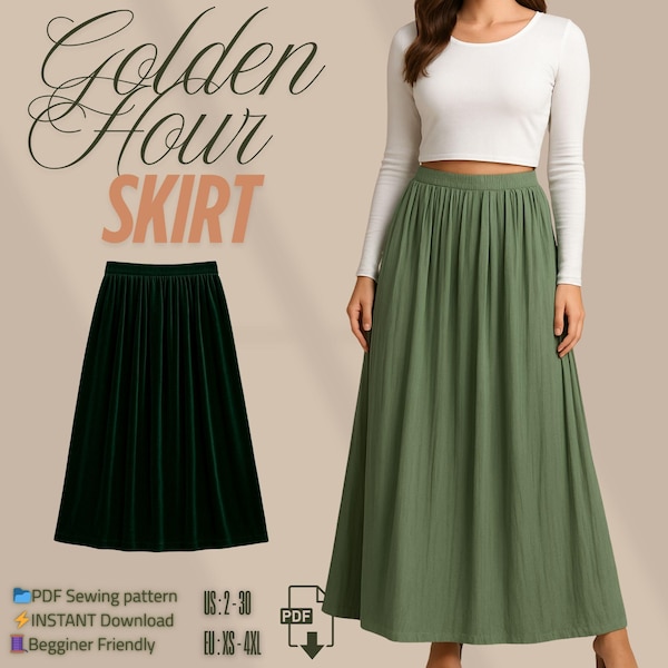 Cottagecore Maxi Rock Schnittmuster PDF | Hohe Taille Vintage Stil, Anfänger Freundlich