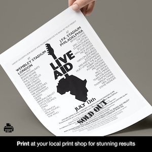 Vintage LIVE AID Concert Poster (1985) Digital Download | Printable