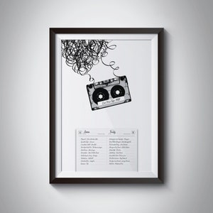 Impressão/Pôster Mix Tape personalizado - Adicione suas músicas favoritas - Arte musical retrô - Ilustração de arte de parede - Mix Tape: The Art of the Casette