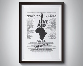Vintage LIVE AID concertposter (1985) digitale download | Afdrukbaar
