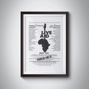 Vintage LIVE AID Concert Poster (1985) - Framed