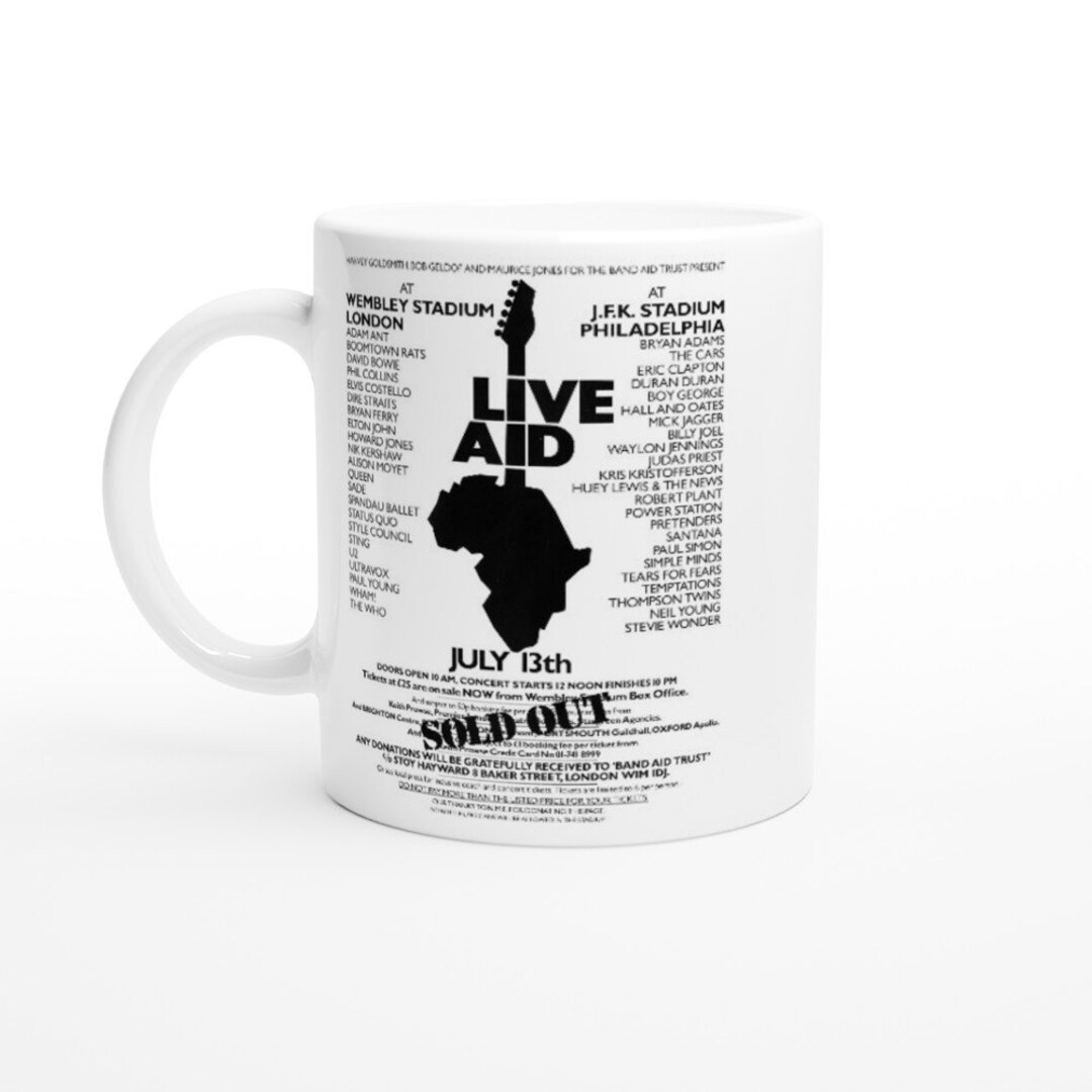 Vintage LIVE AID Concert Poster 1985 Mug Etsy