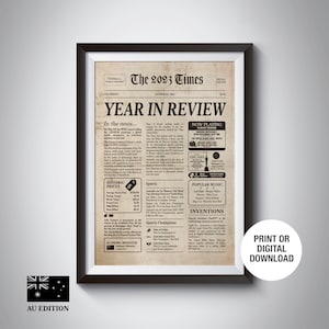 PRINTED NEWSPAPER 2023 - (Australia) The Year you were born - Newspaper poster - Birthday Gift - Birth Year Keepsake | Year Review