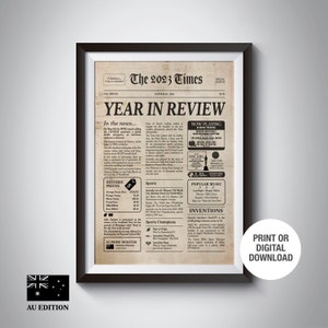 2023 (AU) El año en que naciste - Póster de periódico personalizado - Regalo de cumpleaños - Recuerdo del año de nacimiento / Revisión del año - DESCARGA DIGITAL