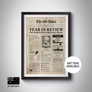 PERSONALISED Newspaper (Australia, UK or US versions ) - The Year you were born - Birthday Gift - Birth Year Keepsake | Year Review