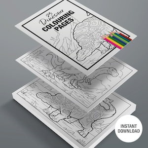 25 x Hojas para colorear de dinosaurios - Imprimibles - Terapia antiestrés o hojas de aula (Descarga instantánea)
