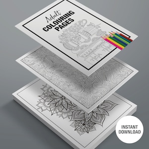 25 x Adult Colouring In Sheets - Printable - Anti-Stress therapy (Instant Download)
