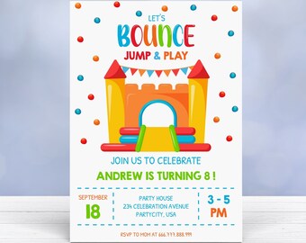 Bounce Birthday Party Invitation EDITABLE TEMPLATE Jump - Etsy