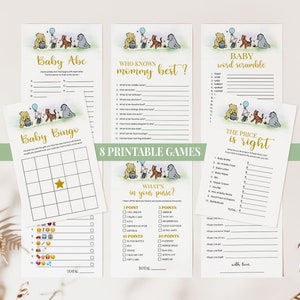 Classic Pooh Baby Shower Game Set of 8 Printable Game Bundle - Etsy
