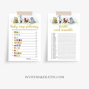 Classic Pooh Baby Shower Game Set of 8 Printable Game Bundle - Etsy