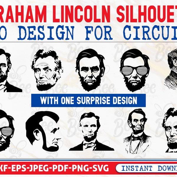 Abraham Lincoln Silhouette for Circuit Commercial Use Clip Art U.S. Presidents Sublimation Design 4th of July America Svg Digital download