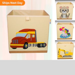Product 4 Kids Collapsible Toy Storage Bin, Fabric Toy Box/Chest/Organizer, Transport Car For Kids Nursery Cube, 13 Inch Storage Bin Truck