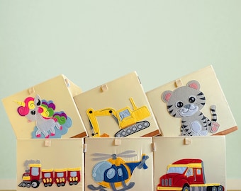 Kids Collapsible Toy Storage Bin | Waterproof Canvas Cube Organizers 13x13 Choose Your Design