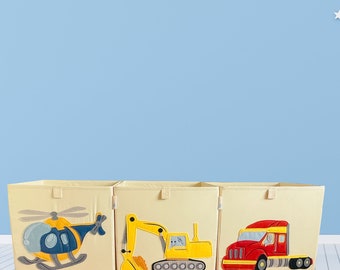 Heavy Equipment Spielzeug Aufbewahrungskorb - zusammenklappbarer Organizer für Kinder Spielzimmer, Kinderzimmer, Jungenzimmer Dekor