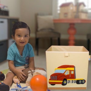Truck Toy Box: Washable Collapsible Storage Bin for Nursery (13 inch)