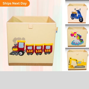 Product 4 Kids Collapsible Toy Storage Bin, Fabric Toy Box/Chest/Organizer, Rail Road Car For Kids Nursery Cube, 13 Inch Storage BinTrain