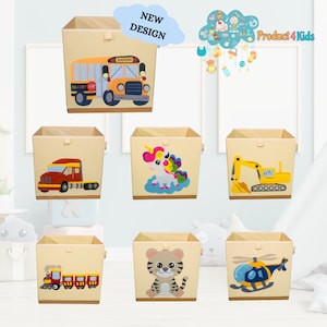 Product 4 Kids - Washable Collapsible Animal/Truck Toy Box Storage Organizer for Kids Nursery – Foldable Toy Chest Bins for Boys and Girls