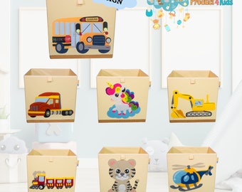 Produkt 4 Kids - Waschbare zusammenklappbare Tier / LKW-Spielzeugbox Aufbewahrungsorganisator für Kinderzimmer – Faltbare Spielzeugkiste für Jungen und Mädchen