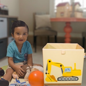 Excavator Toy Box: Collapsible Nursery Storage Bin (13 inch)