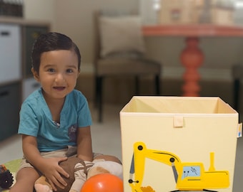 Bagger Spielzeugkiste: 33cm Aufbewahrungskorb für Kinderzimmer