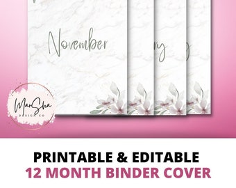 Printable & Editable 12 Month Binder Cover