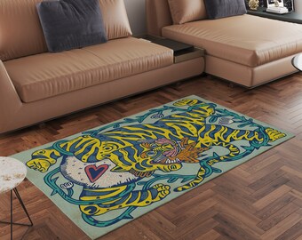 ALAZA Tiger Embroidery Artwork Area Rug Rugs Mat for Living Room Bedroom 6'x4' ALAZA Tiger Embroidery Artwork Area Rug Rugs Mat for Living Room Bedroom 6'x4'