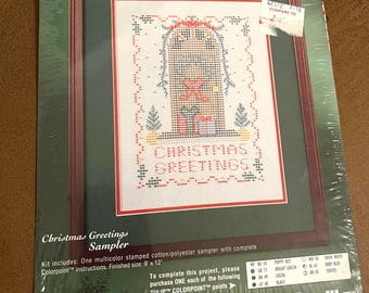 Bucilla Colorpoint Paint &  Stitching Cross Stitch Christmas Picture Decorated Door Kit Xmas Greetings Decor