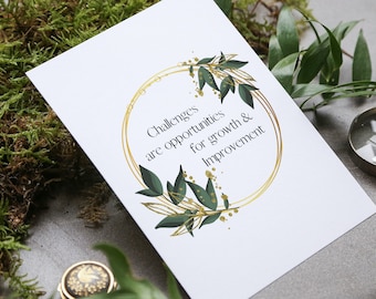 Affirmation Digital Print- Challenges are Opportunities for Growth & Improvement- Affirmations Manifesting Wall Art Digi Print Empowerment