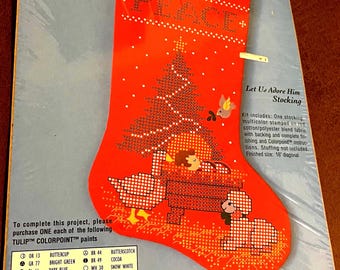 Bucilla Colorpoint Paint &  Stitching Cross Stitch Christmas Stocking Nativity Baby Jesus Peace Kit Xmas Sheep Goose